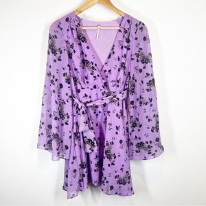 Free People Purple Flowy Sleeve Dress